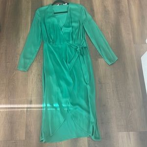 Kelly green satin & other stories dress